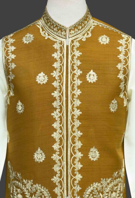 Golden-Brown Embroidered Waistcoat