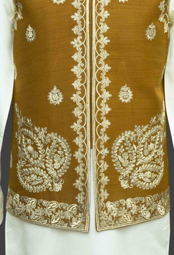 Golden-Brown Embroidered Waistcoat