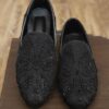 Handmade Black Loafers with Intricate Detailing