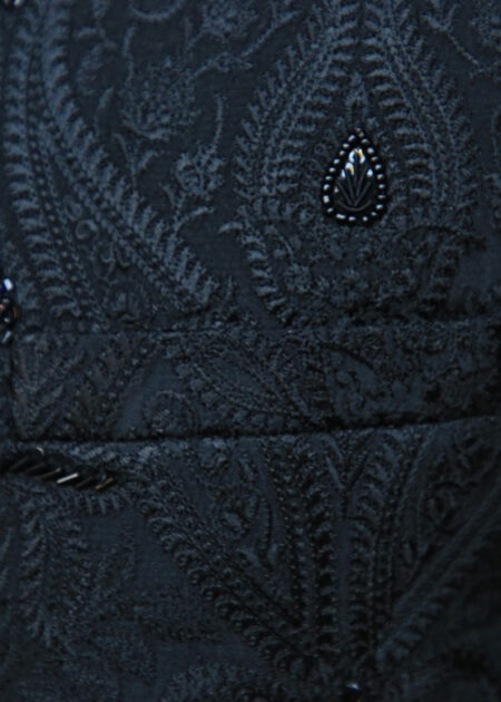 Classic Black Waistcoat with Subtle Embroidery