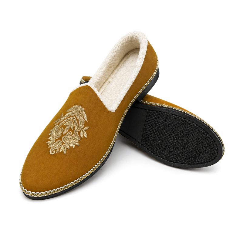 Handmade Golden Brown Embroidered Khussa