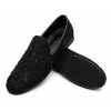 Handmade Black Loafer with Intricate Detailing Golden Brown Embroidered Khussa