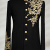 Golden Embroidered Black Prince Suit