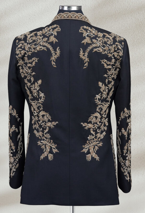 Majestic Black Embroidered Prince Coat