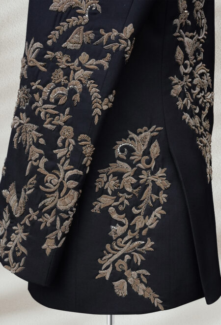 Majestic Black Embroidered Prince Coat