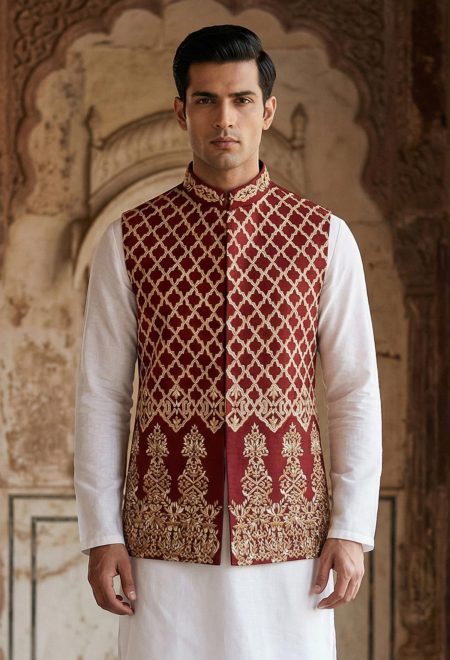 Red Waistcoat with Golden Embroidery