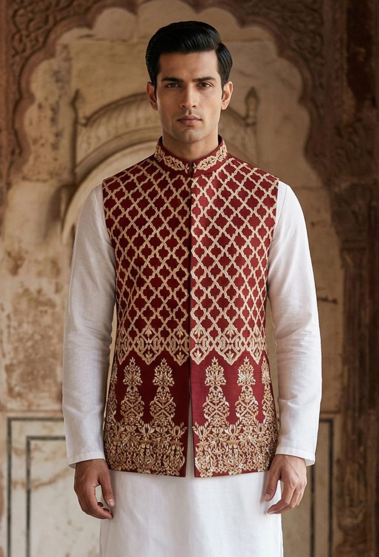 Red Waistcoat with Golden Embroidery