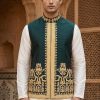 Green Waistcoat with Golden Embroidery