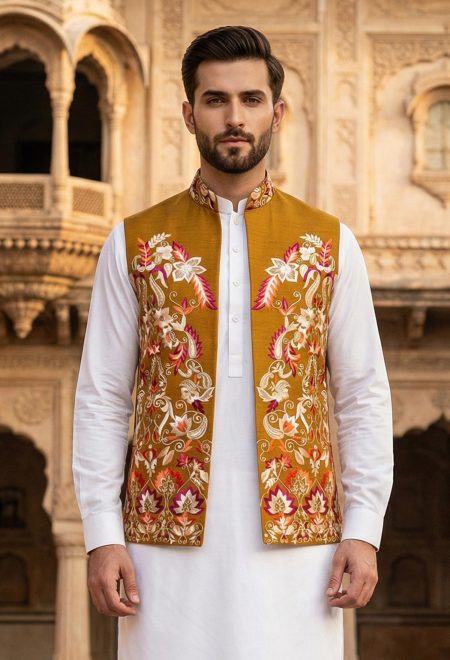 Multicolor Floral Embroidery Waistcoat