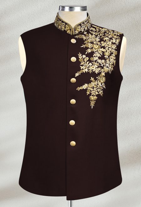 Brown Embroidered Waistcoat