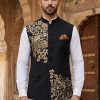 Black Embroidered Waistcoat Deep Maroon Embroidered Waistcoat