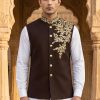 Brown Embroidered Waistcoat Black Embroidered Waistcoat
