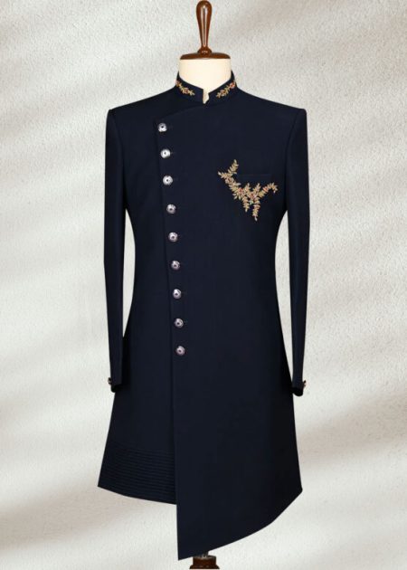 Black Bead Embroidered Sherwani