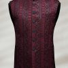 Deep Maroon Embroidered Waistcoat Black Embroidered Waistcoat