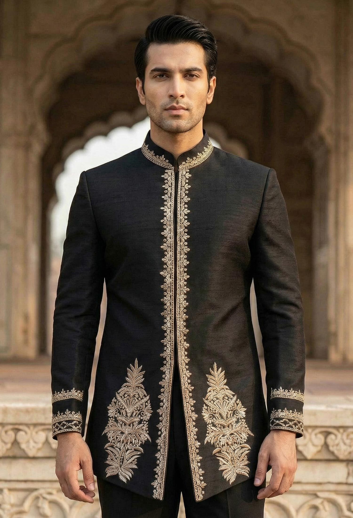 Jet Black Embroidered Prince Suit Jet Black Embroidered Prince Suit