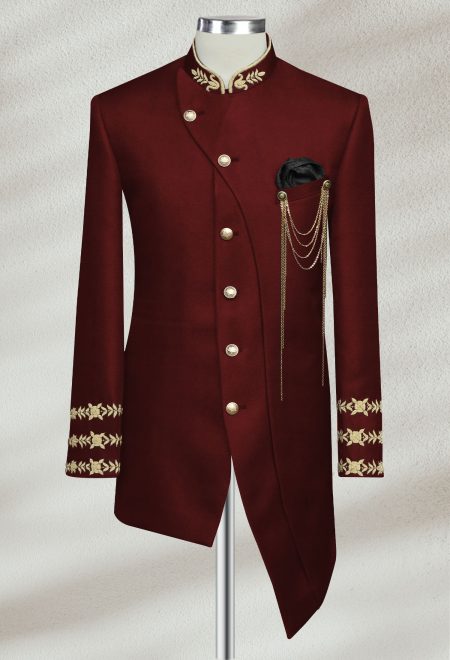 Maroon Prince Coat with Side Cut