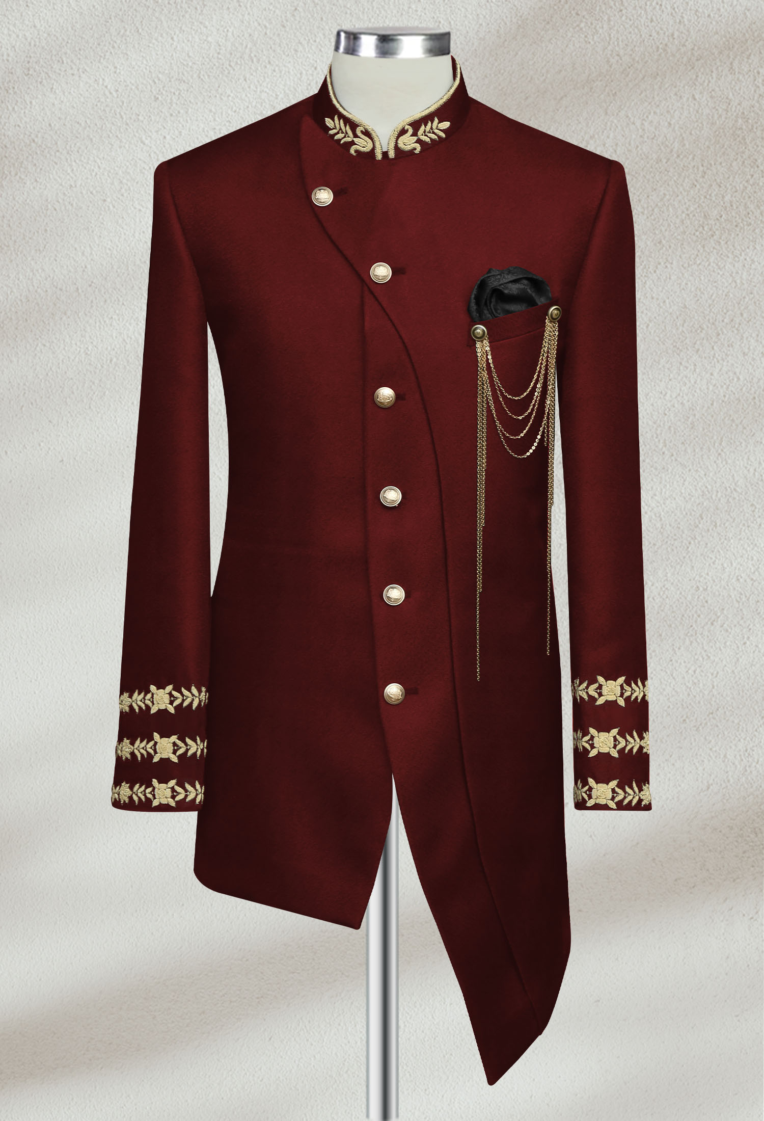 01 Pc Copy Maroon Prince Coat with Side Cut Maroon Prince Coat with Side Cut Style