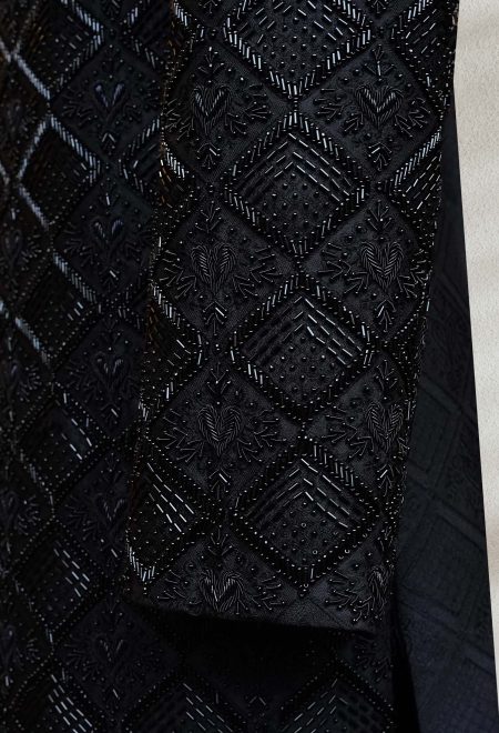 Custom Made Black Embroidered Sherwani with Diamond Pattern for Groom Black Embroidered Sherwani with Diamond Pattern