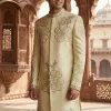 Off White Sherwani with Floral Embroidery