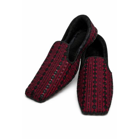 Handmade Burgundy Embroidered Loafer Burgundy Embroidered Loafer