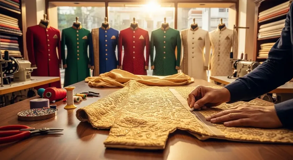 How To Match A Golden Sherwani With Red Turban: Style Tips For Grooms Golden Sherwani With Red Turban How to Match a Golden Sherwani with Red Turban: Style Tips for Grooms Golden Sherwani with Red Turban