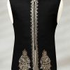 Jet Black Embroidered Waistcoat for Men Golden Waistcoat for Men