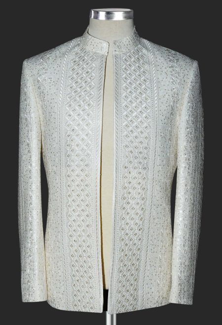 Off White Prince Coat with Embroidery