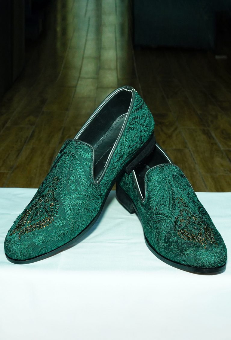 Handmade Deep Green Embroidered Loafer