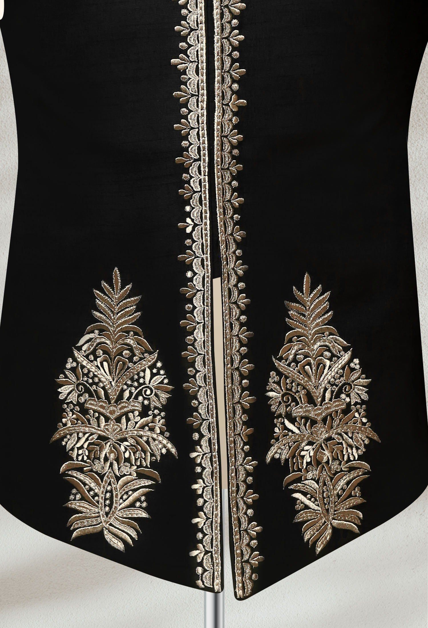 03 Sk Social Copy Jet Black Embroidered Waistcoat for Men Jet Black Waistcoat