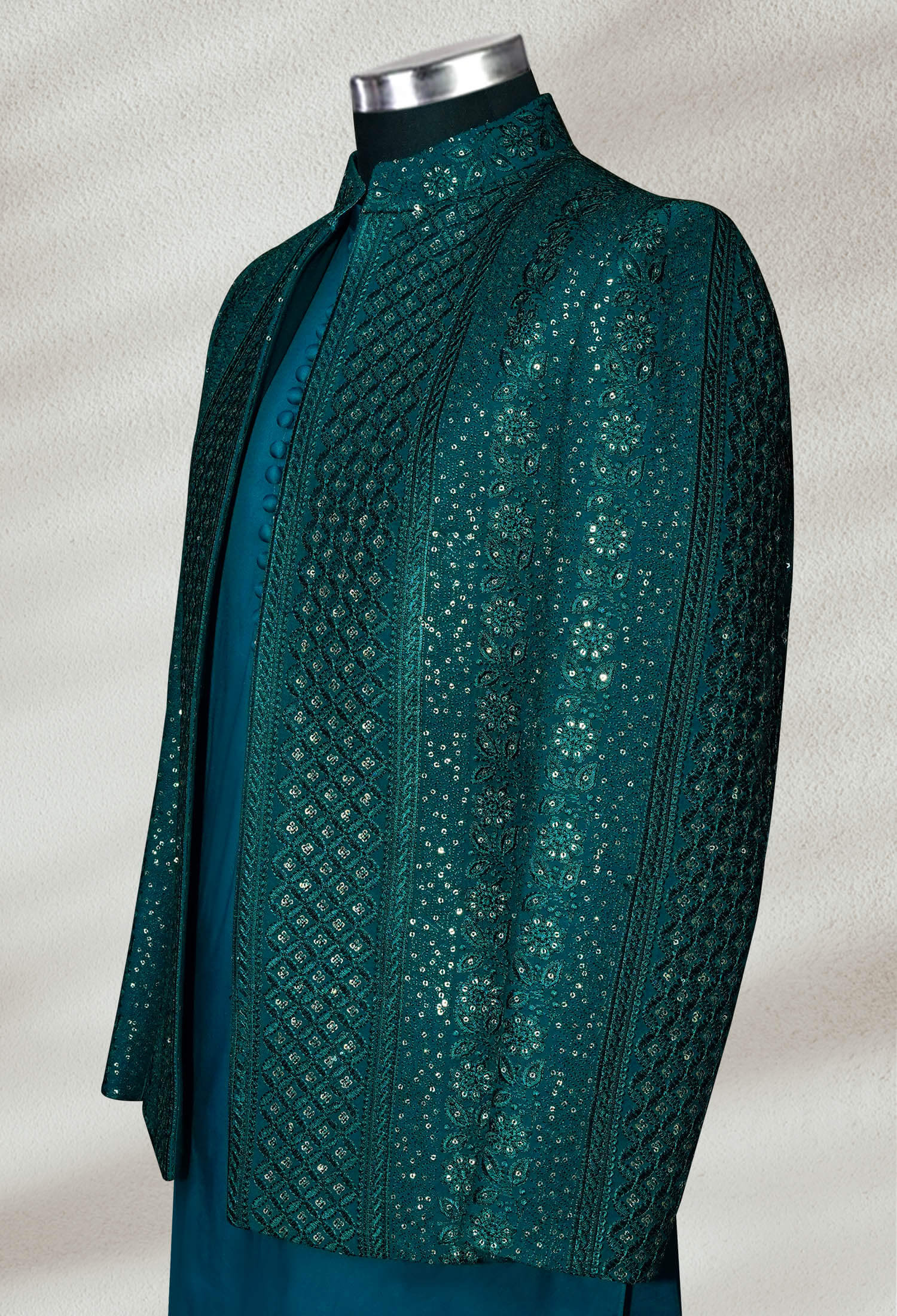 03 Sk Web Copy Zinc Green Embroidered Prince Coat Zinc Green Embroidered Prince Coat