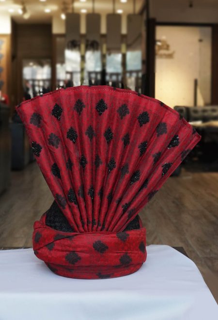 Red and Black Embroidered Turban