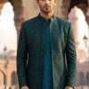 Zinc Green Embroidered Prince Coat