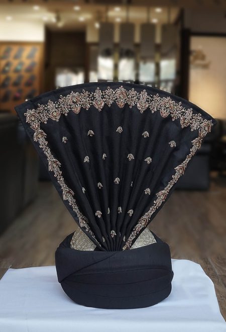 Royal Black Embroidered Turban