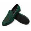 Handmade Deep Green Embroidered Loafer Burgundy Embroidered Loafer
