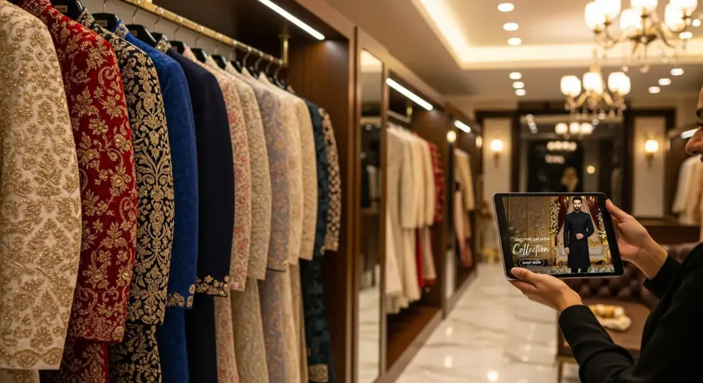 Customized Sherwani with Unlimited Color & Embroidery Options by Shameel Khan Customized Sherwani