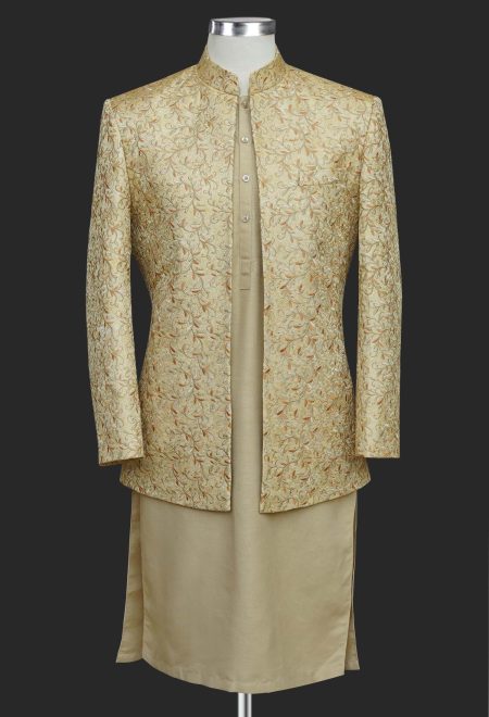 Ivory Golden Embroidered Prince Coat