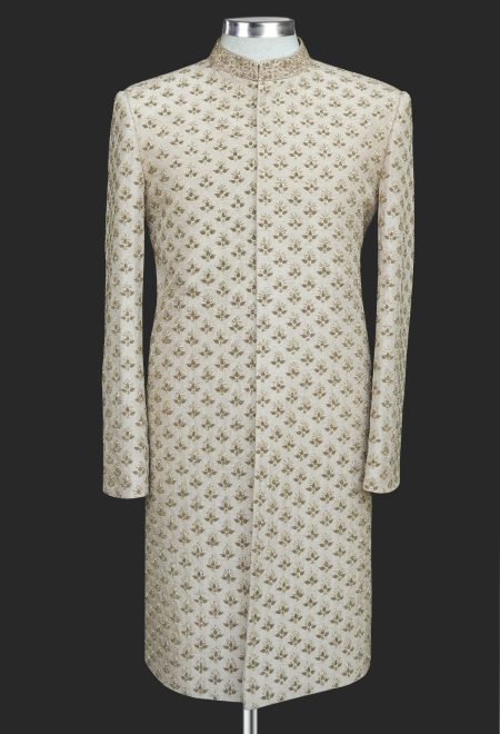 Light Beige Embroidered Sherwani