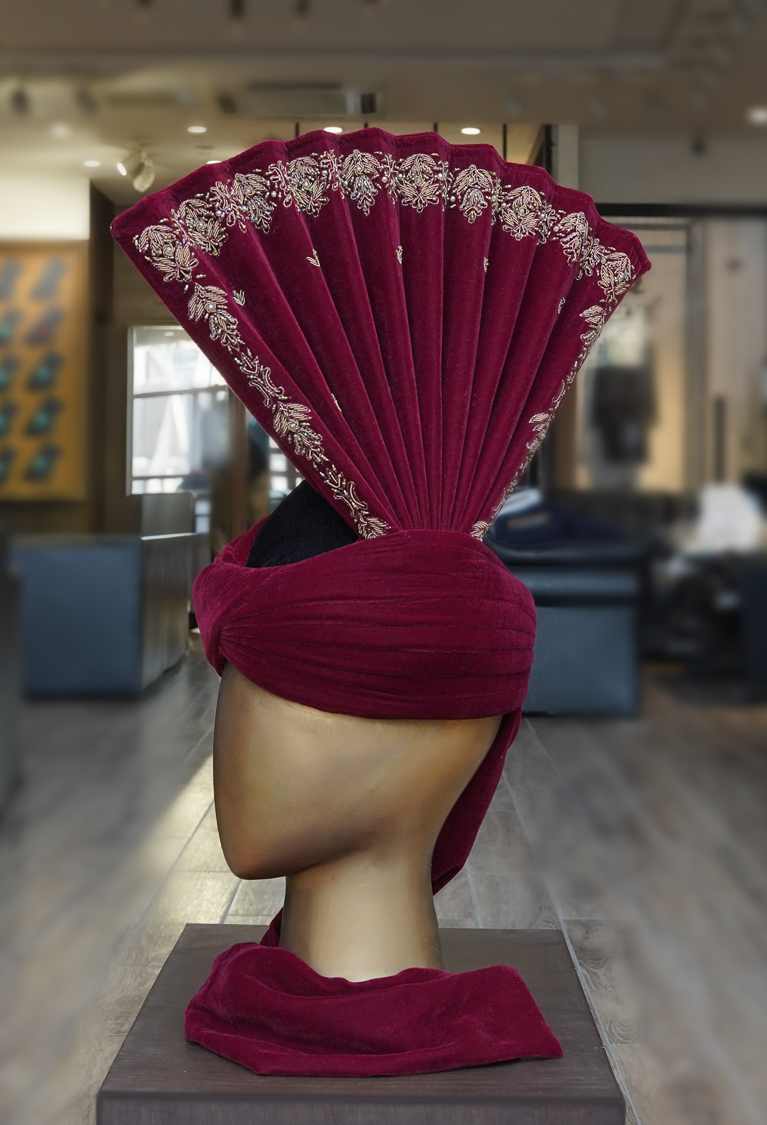 01 Sk Web Turban Copy Red Maroon Embroidered Turban Red Maroon Embroidered Turban