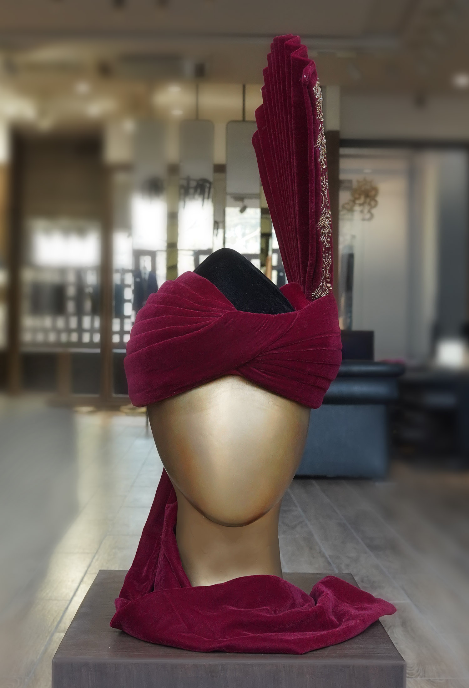 03 Sk Web Turban Copy Red Maroon Embroidered Turban Red Maroon Embroidered Turban