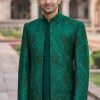 Deep Green Embroidered Prince Coat