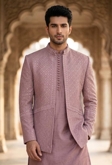 Dusty Pink Embellished Prince Coat