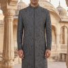 Grey Embroidered Sherwani