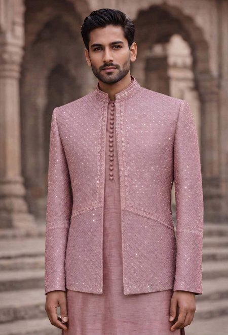 Dusty Pink Embellished Prince Coat