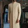 Light Beige Embroidered Sherwani