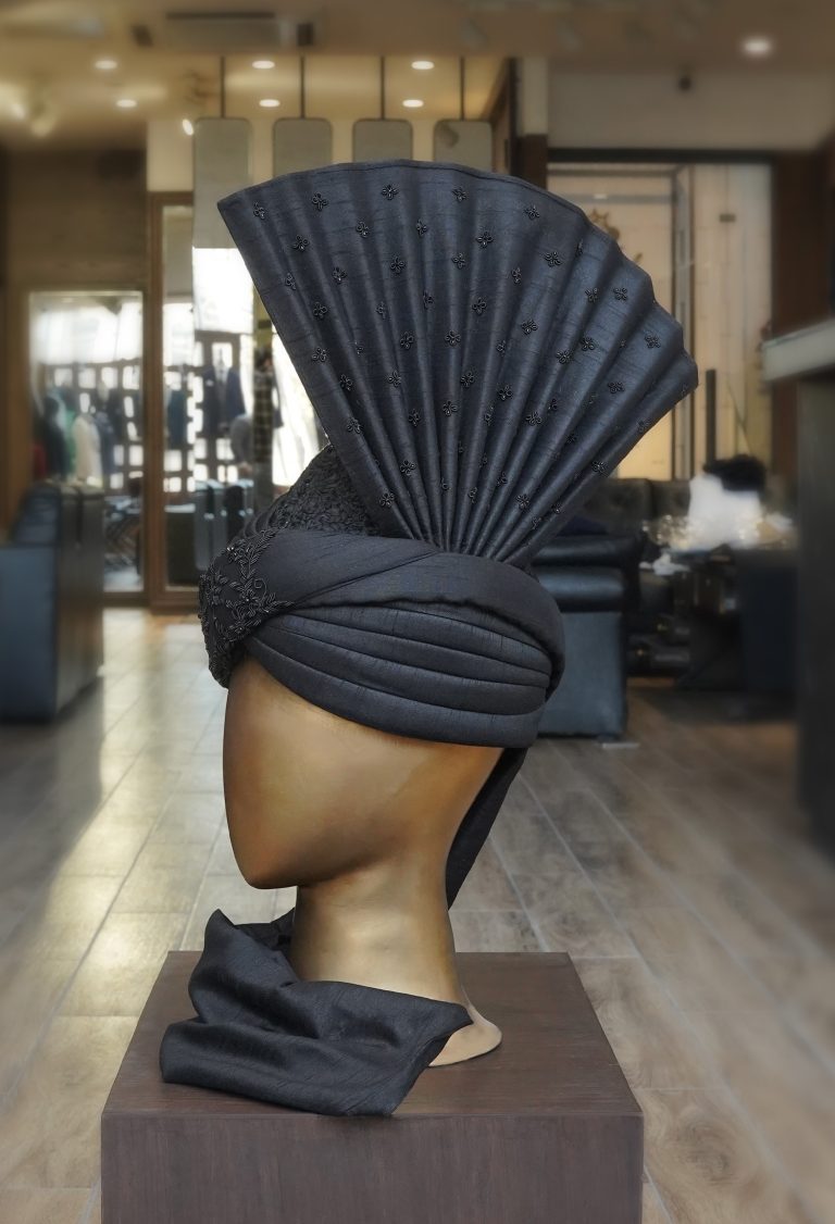 Jet Black Embroidered Turban Jet Black Embroidered Turban