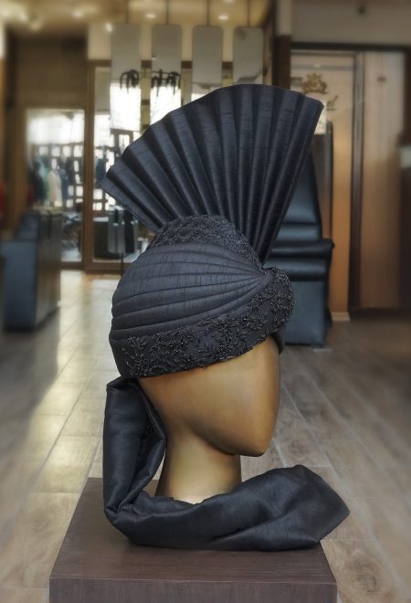 Jet Black Embroidered Turban Jet Black Embroidered Turban