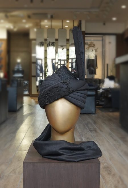 Jet Black Embroidered Turban Jet Black Embroidered Turban