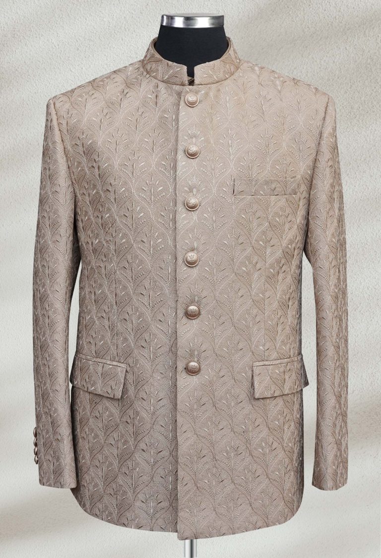 Warm Beige Embroidered Prince Coat