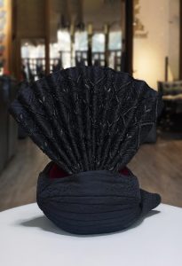 Black Turban with Beaded Embroidery