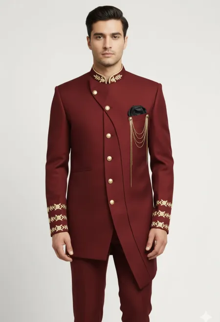 Maroon Prince Coat with Side Cut